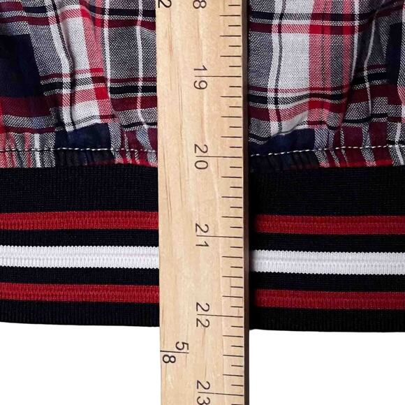 Tommy Hilfiger NWT Madras Plaid Varsity Jacket Size SP Red Blue Patchwork Cotton - Picture 11 of 11